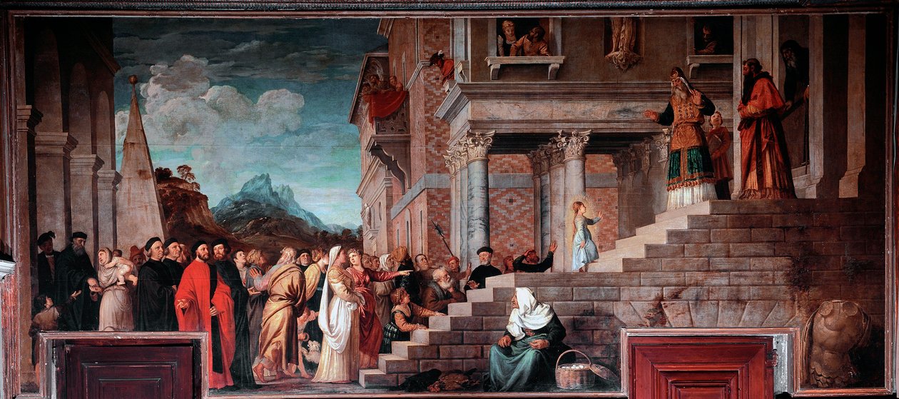 A Apresentação da Virgem no Templo, 1534-38 de Tiziano Vecelli