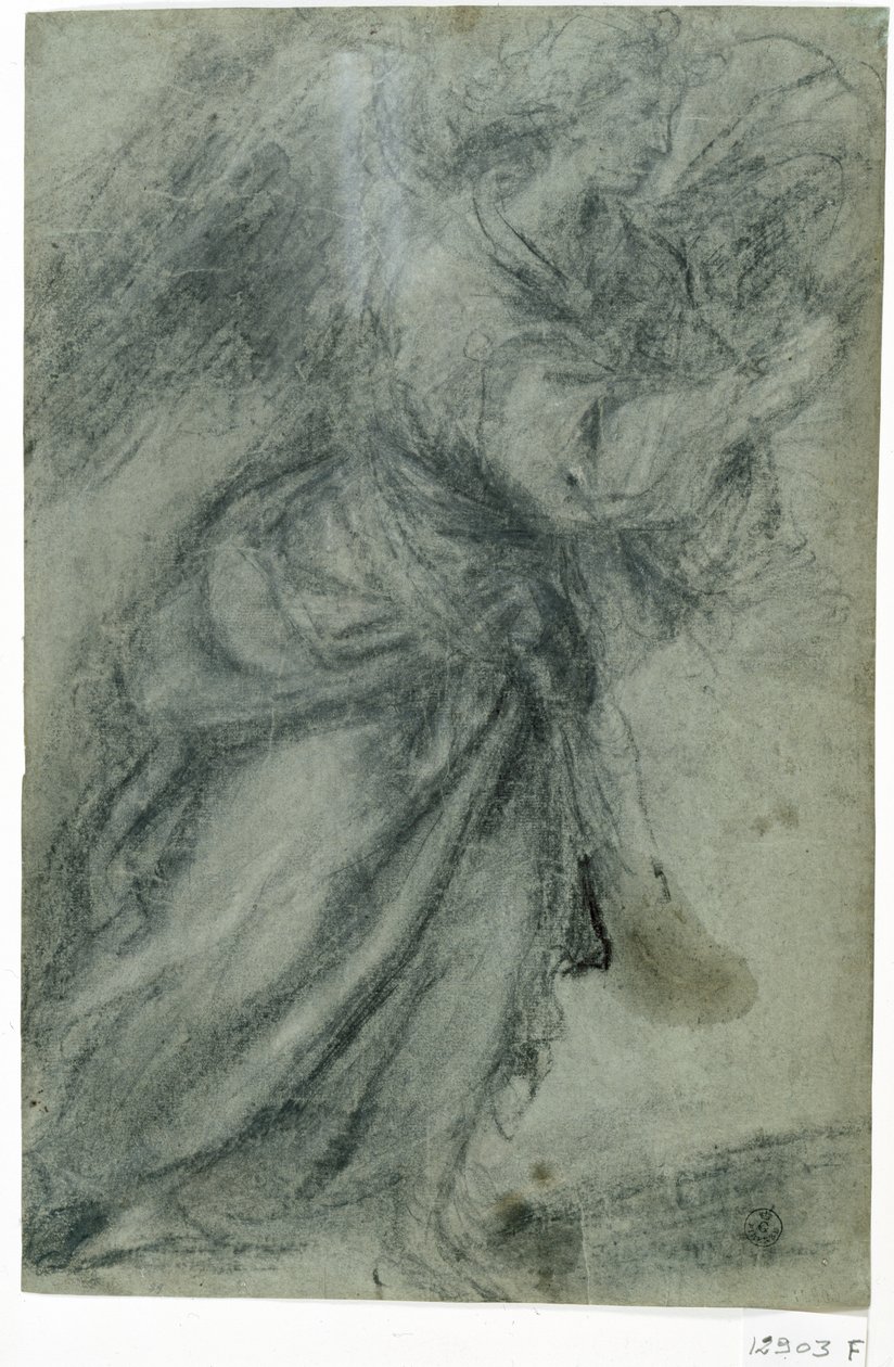 Anjo da Anunciação (giz sobre papel) de Titian (c.1488 1576)
