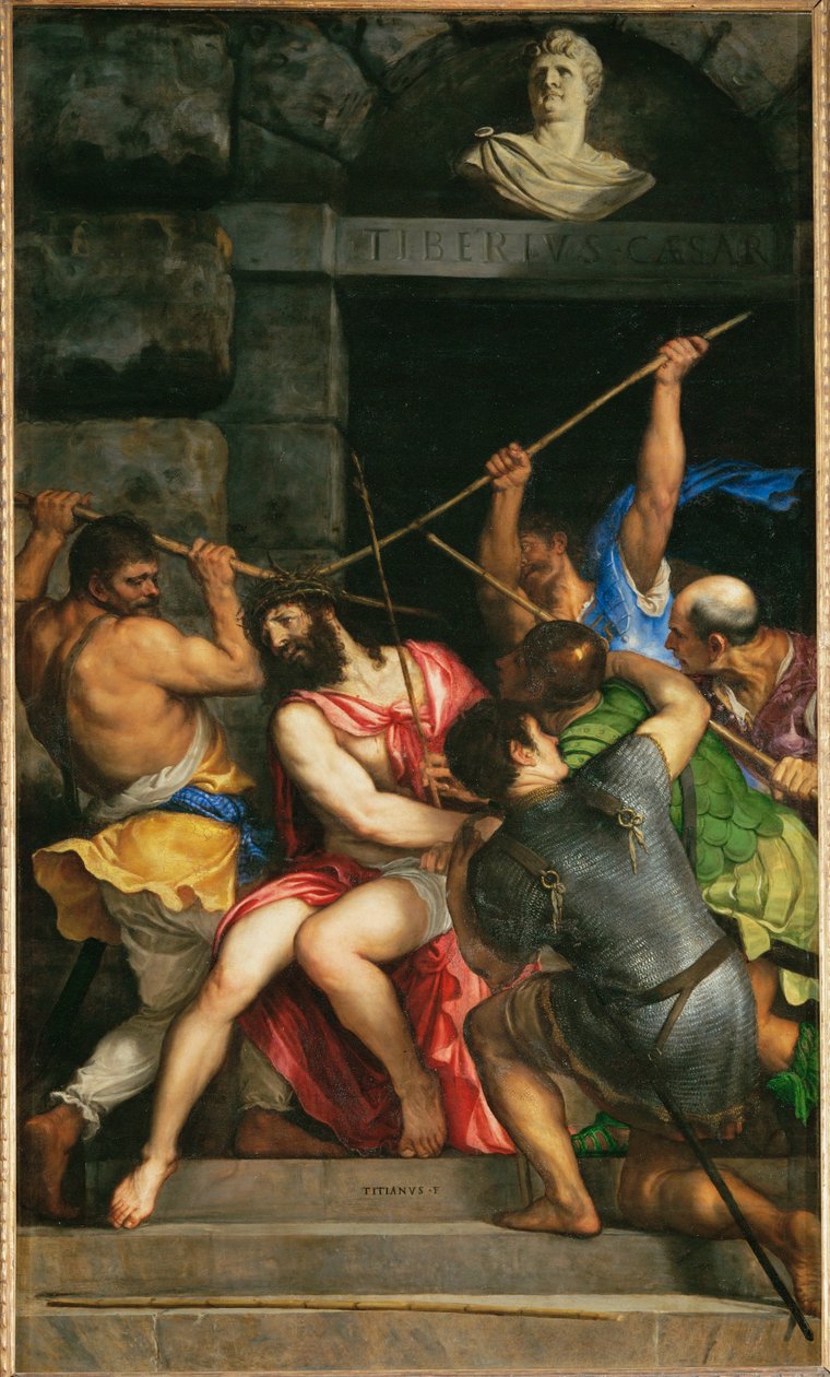 Cristo coroado com a coroa de espinhos ... de Titian (c.1488 1576)