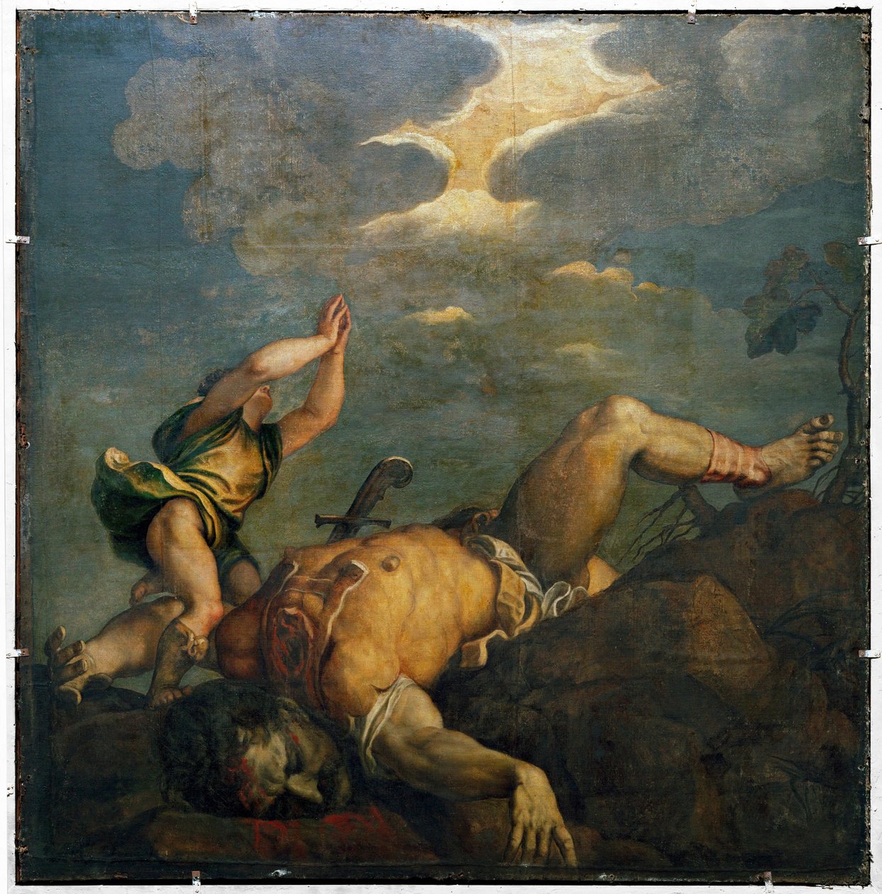 David e Golias. Fresco ... (fresco) de Titian (c.1488 1576)
