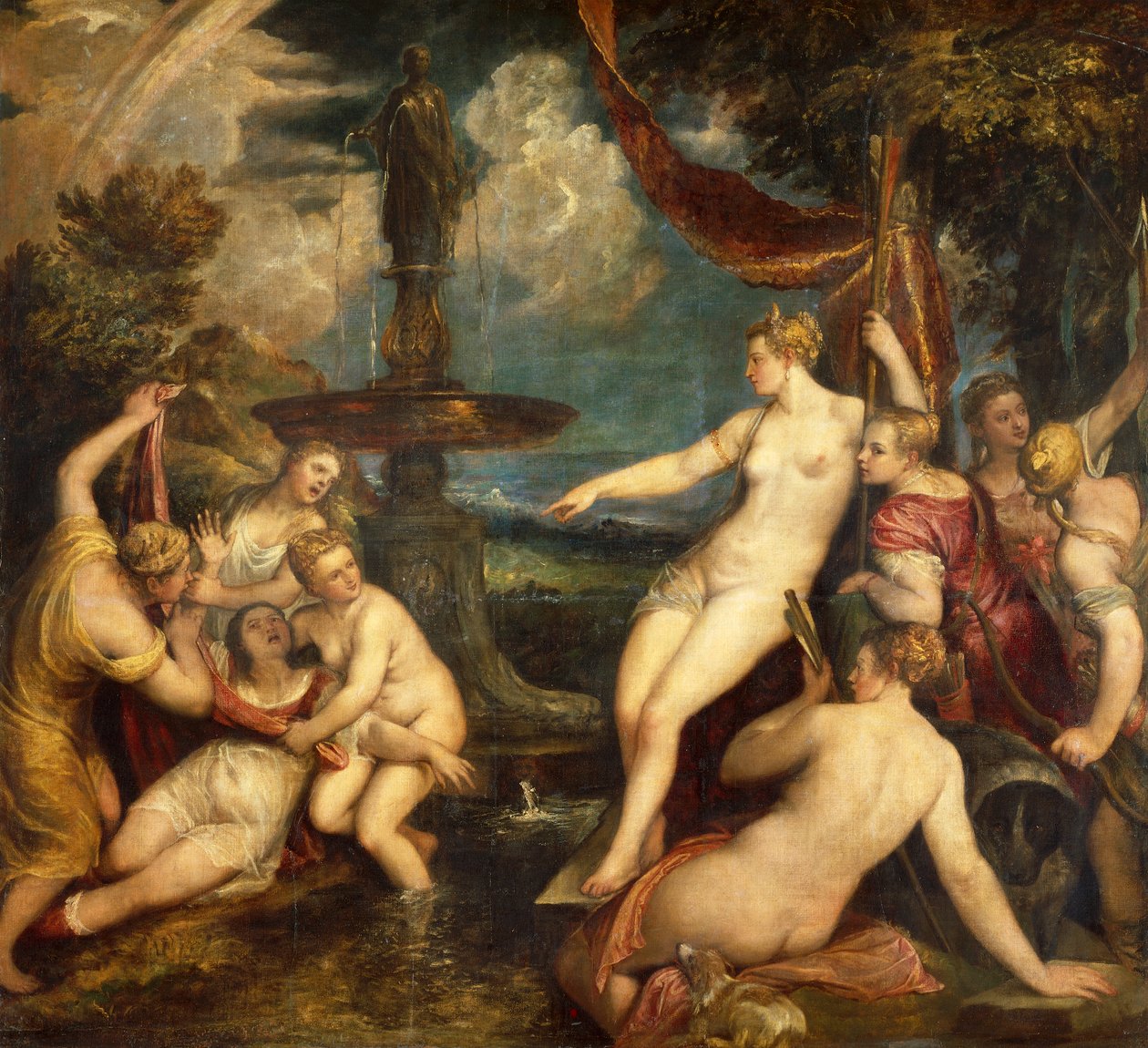 Diana e Callisto, de Ticiano (ca 1490-1576), óleo sobre tela de Titian (c.1488 1576)