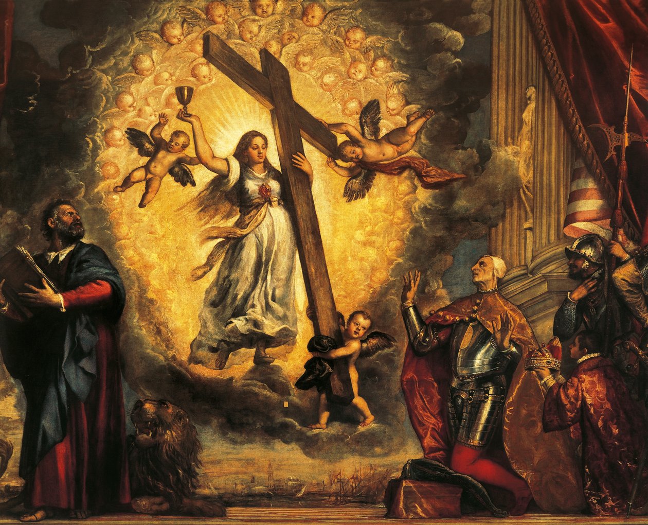 Doge Antonio Grimani ajoelhado diante da Faith e St Mark, de Ticiano (cerca de 1490-1576) de Titian (c.1488 1576)