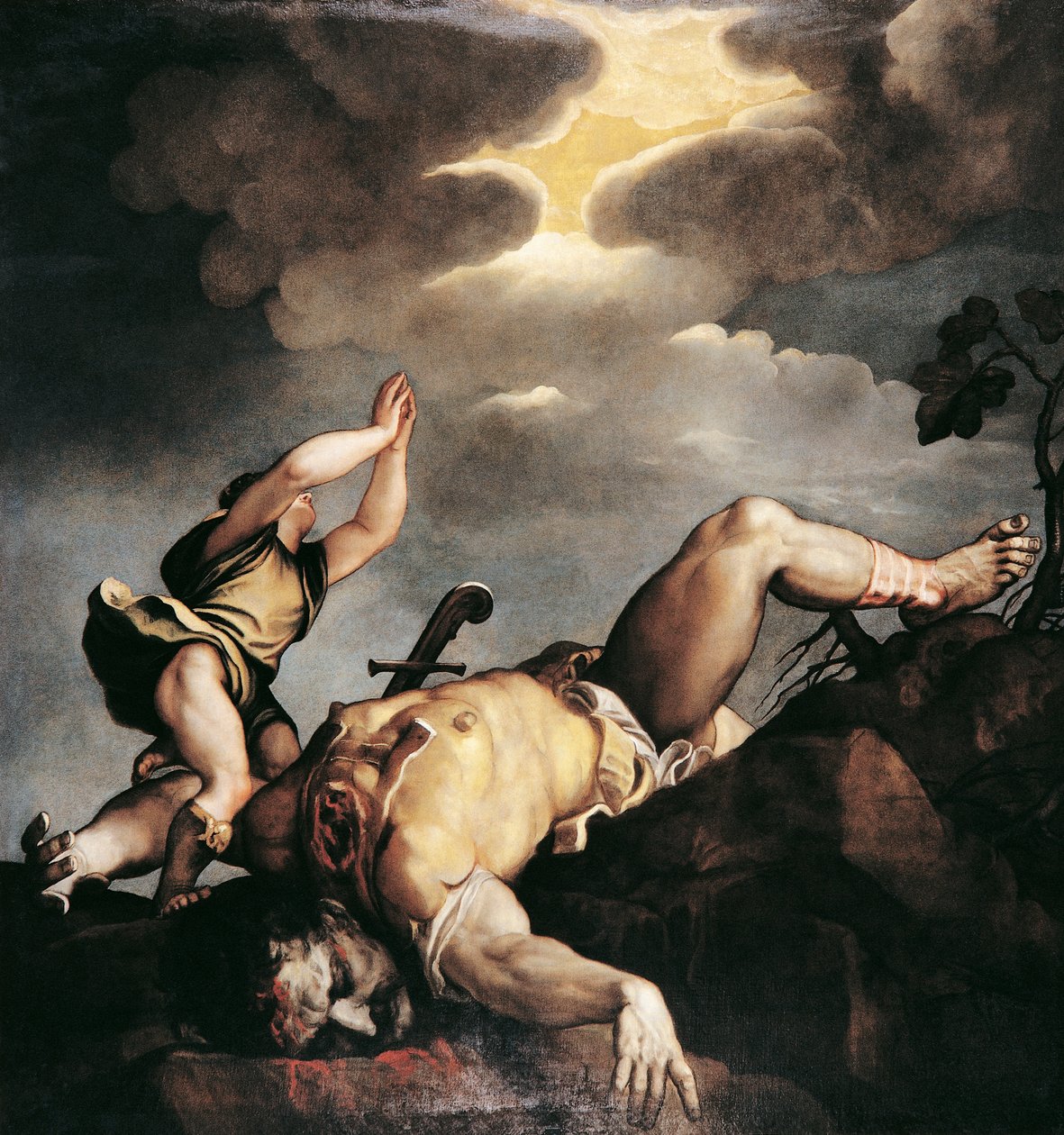 Itália, Veneza, Igreja de Santa Maria della Salute, David e Golias de Titian (c.1488 1576)