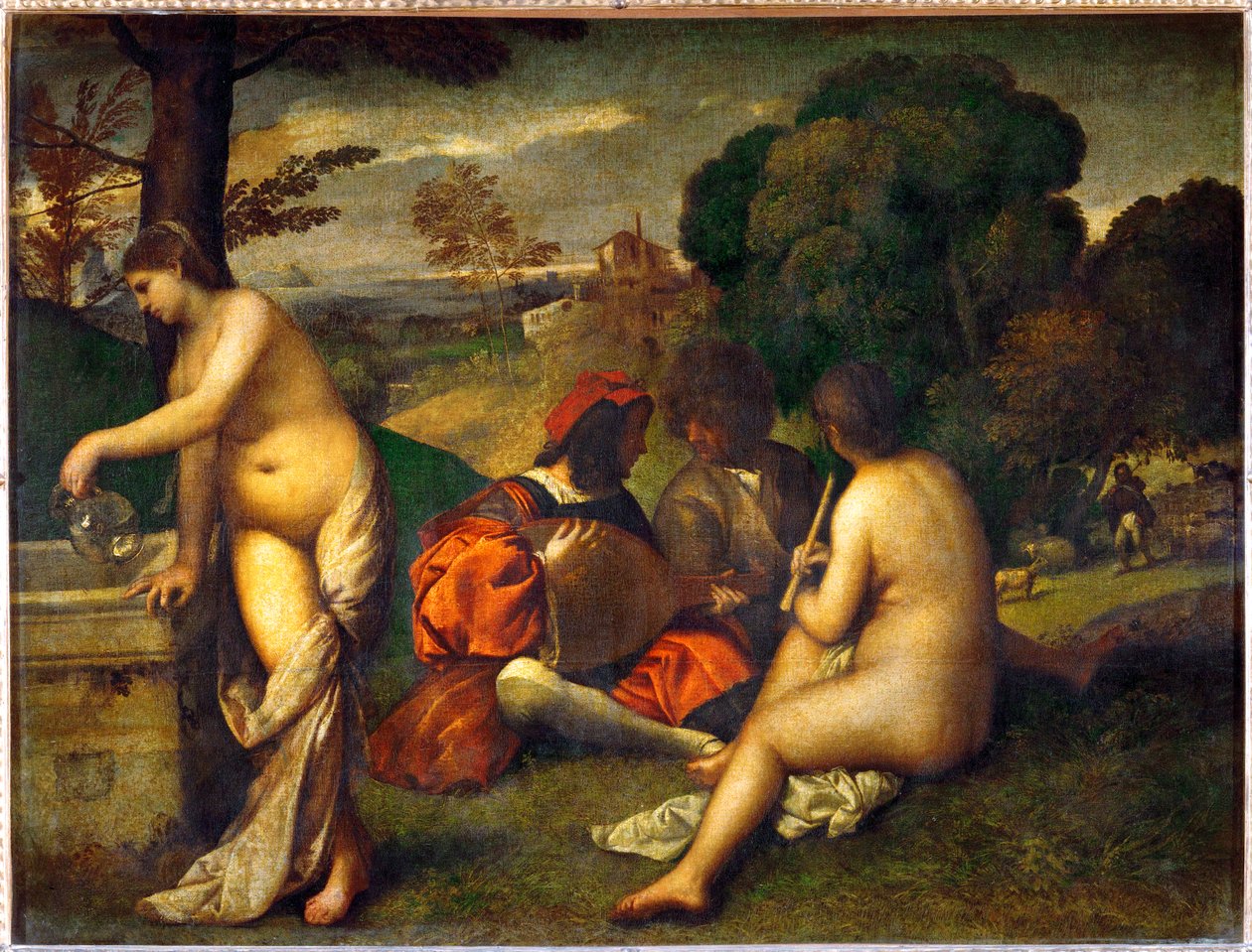 Le concert champetre - Um concerto ao ar livre ... de Titian (c.1488 1576)