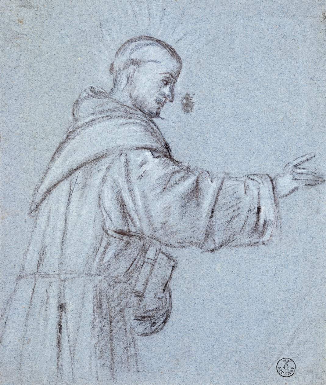 Monge por Ticiano (cerca de 1490-1576), desenho de Titian (c.1488 1576)