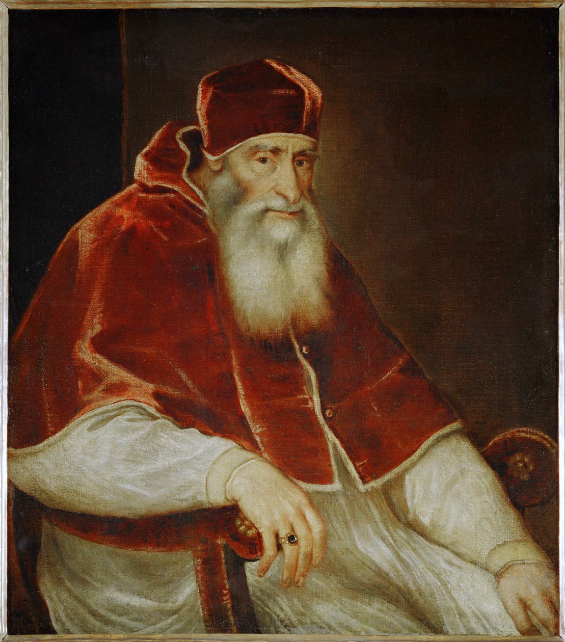 Papa Paulo III Farnese ... (pintura sobre tela) de Titian (c.1488 1576)