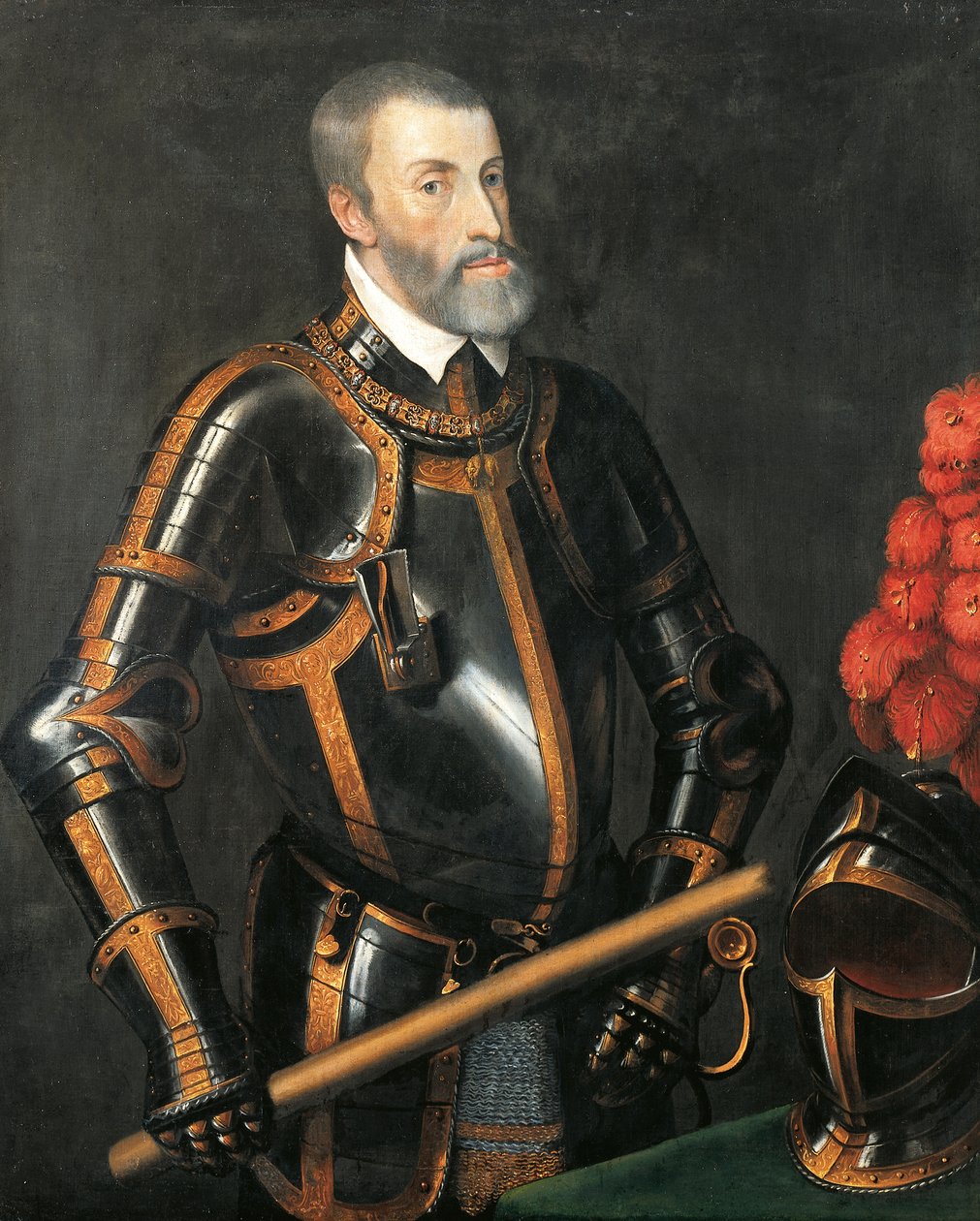 Retrato de Carlos V de Hasburg, Imperador do Sacro Império Romano, de Ticiano, pintura de Titian (c.1488 1576)
