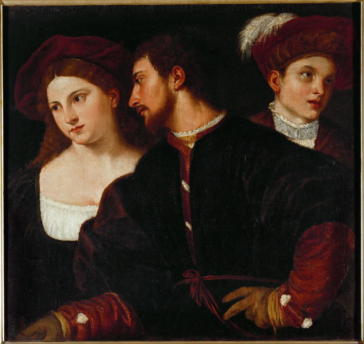 Autorretrato com amigos ... de Titian (c.1488 1576)