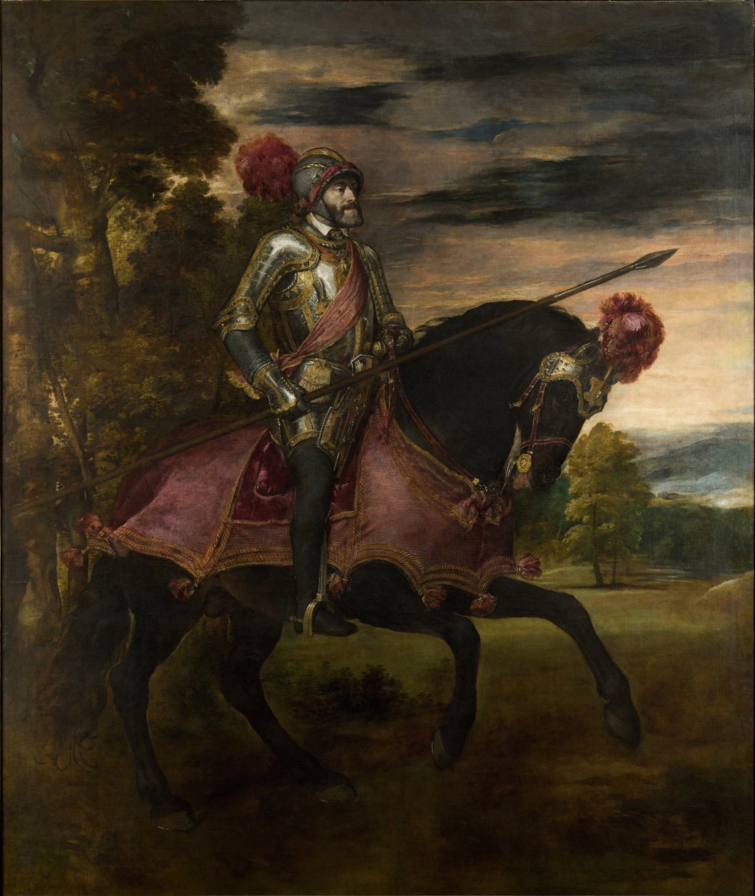 O imperador Carlos V (1500-58) a cavalo em Muhlberg de Tiziano Vecelli