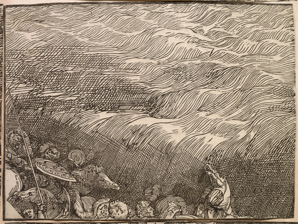 A submersão do exército do faraó no Mar Vermelho de Titian (c.1488 1576)