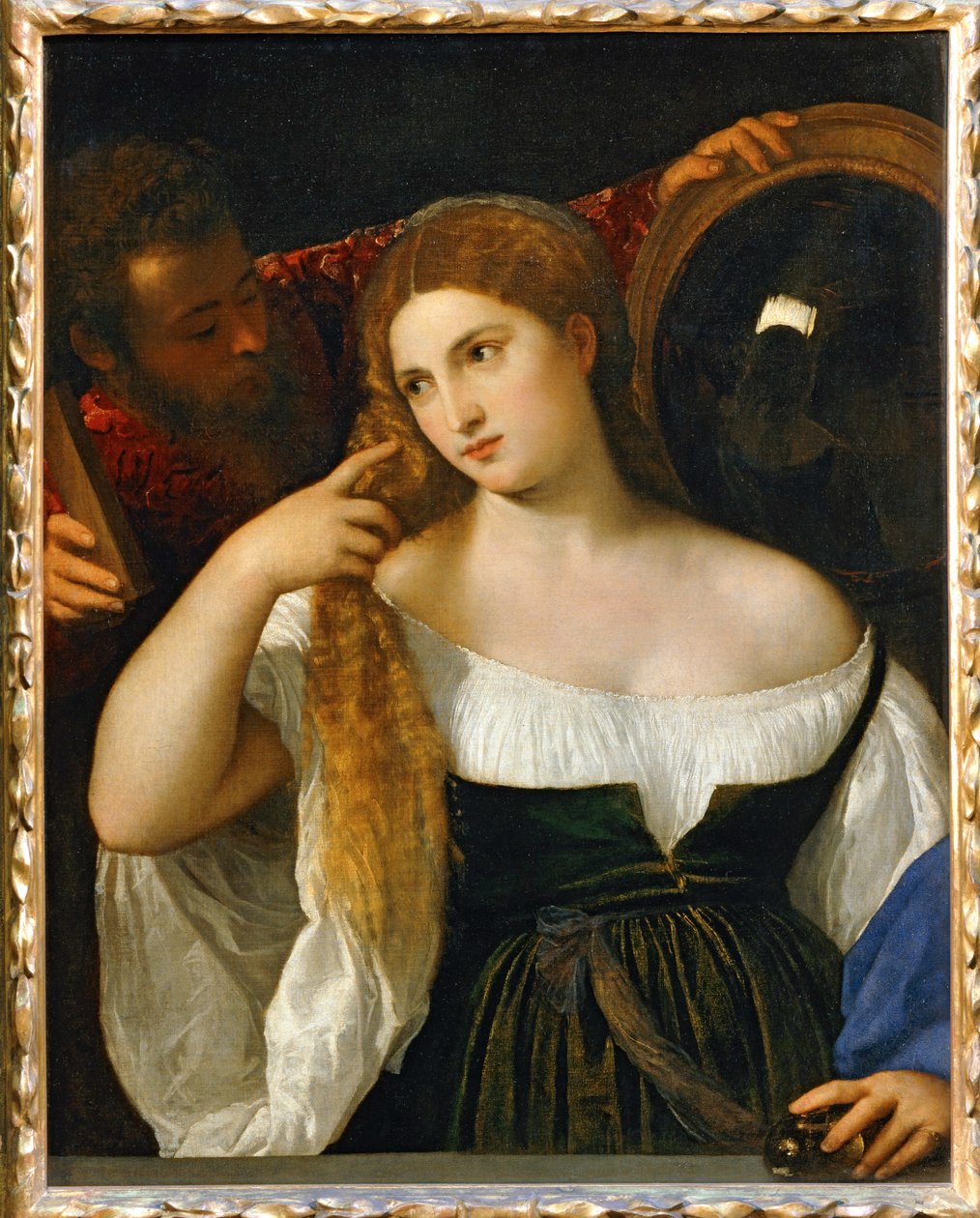 A rapariga e o espelho ... de Titian (c.1488-1576)