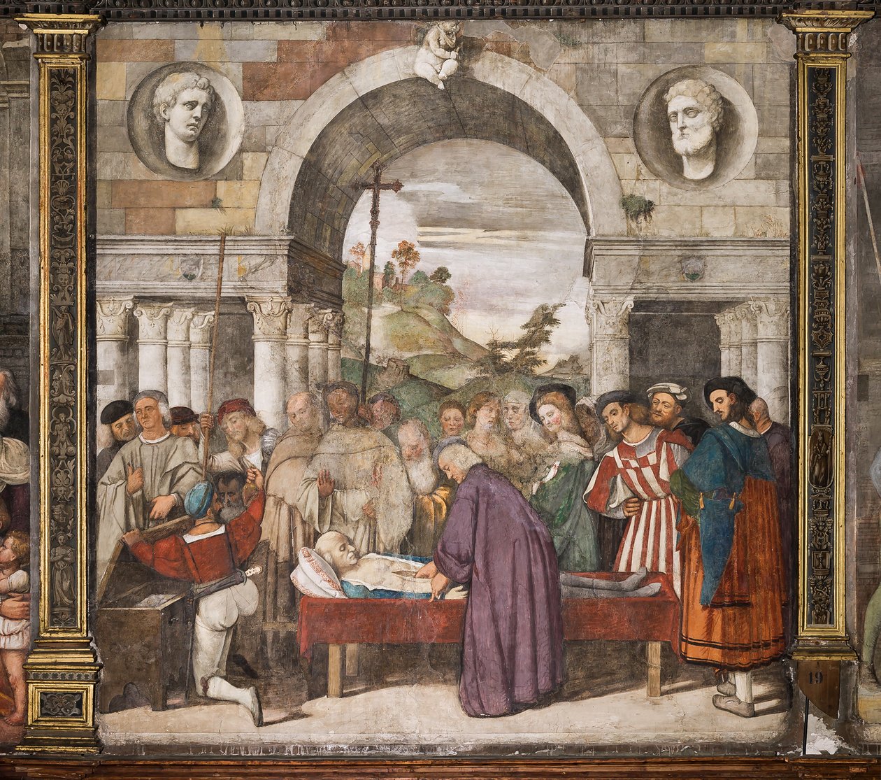 O coração do avarento no caixão, a parede norte, Escola do Santo, Basílica de Santo António (Basílica do Santo), Pádua, Itália de Titian (c.1488 1576)