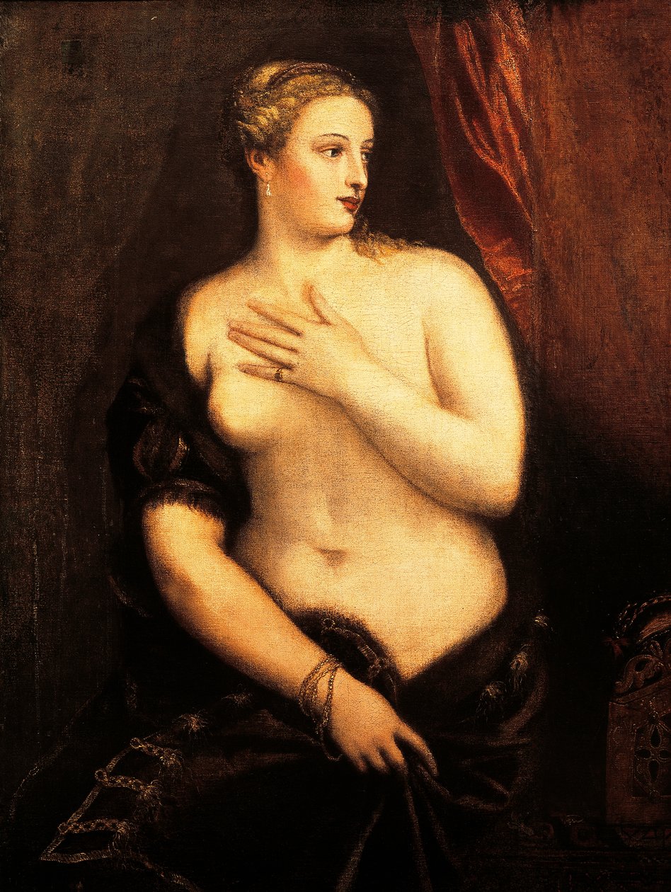 Vénus com espelho de Ticiano (ca 1490-1576), óleo sobre tela de Titian (c.1488 1576)