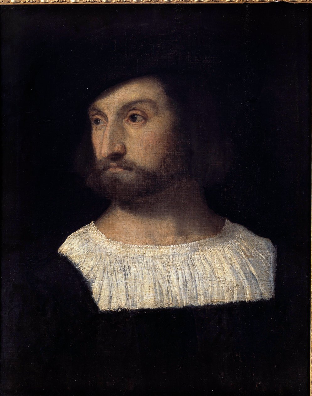 Retrato de Alfonso I de Este, Duque de Ferrara (1476-1534) Pintura atribuída a Tiziano Vecellio chamado Titian (1485-1576) Século XVI. Besancon. Museu de Belas Artes de Titian (c.1488 1576) (attr. to)