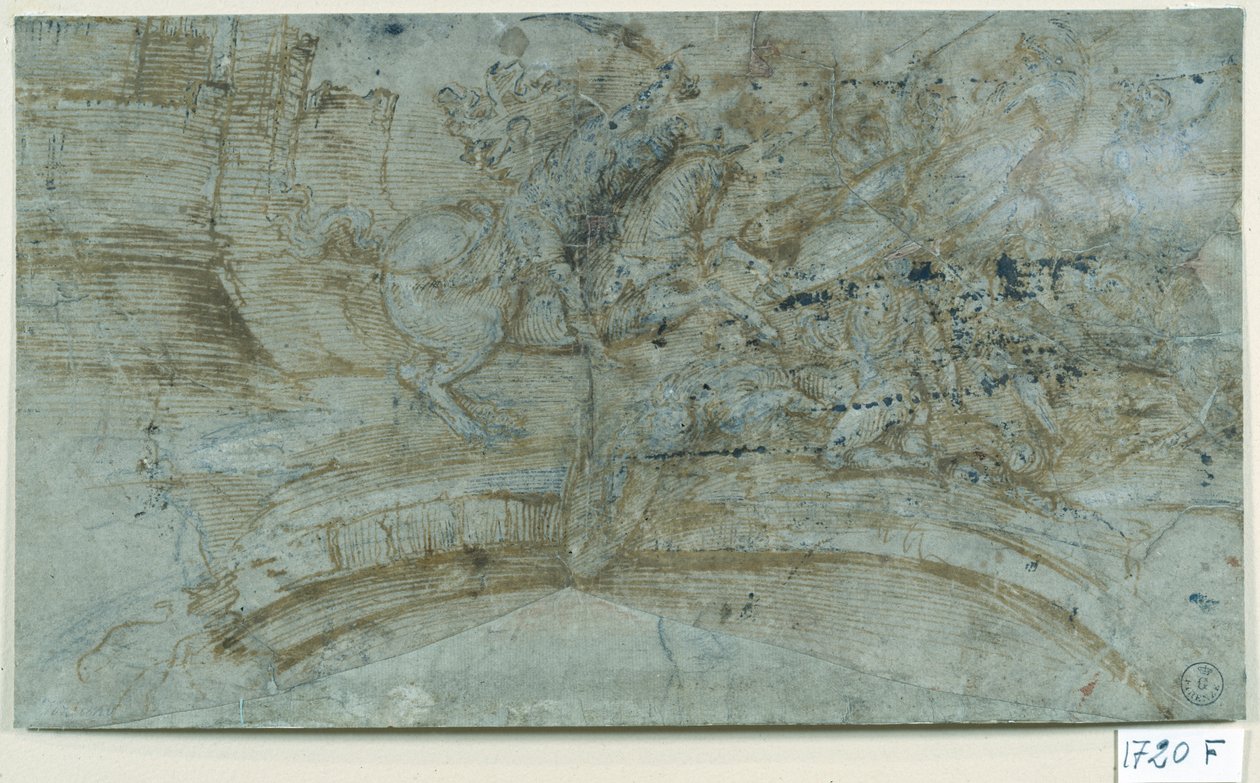 Batalha (caneta e tinta sobre papel) de Titian (c.1488 1576)