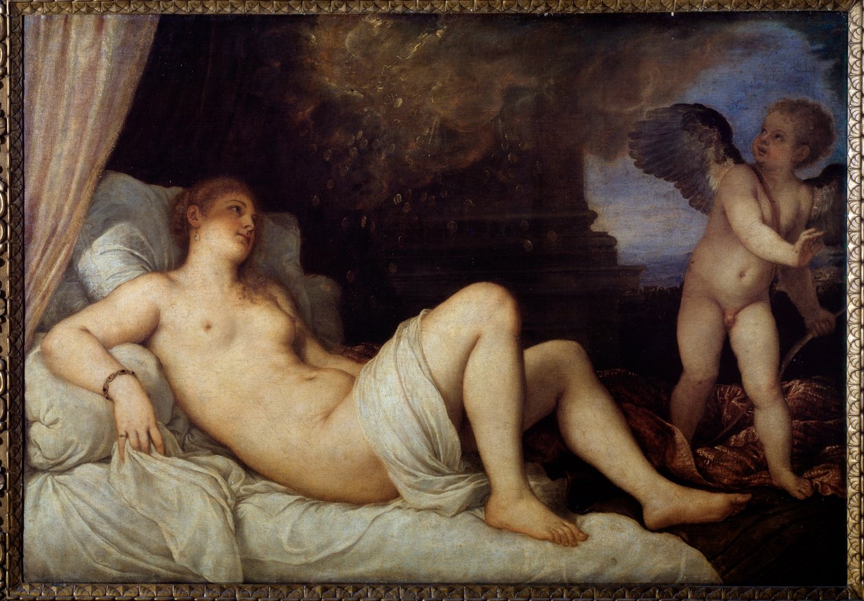 Danae - óleo sobre tela de Titian (c.1488 1576)