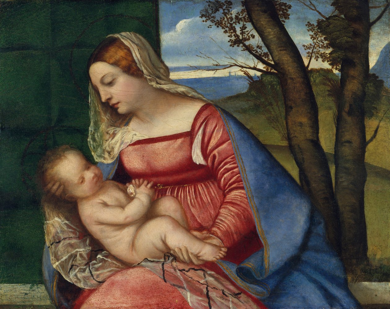 Madonna and Child, c.1508 (óleo sobre madeira) de Tiziano Vecelli