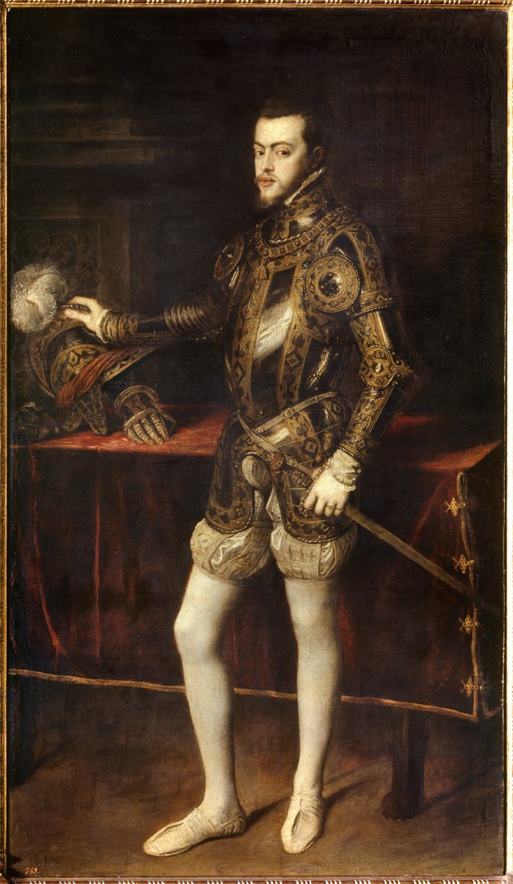 Retrato de Filipe II (1527-1598) aos 24 anos, filho de Carlos V. Pintura de Tiziano Vecellio chamado O Ticiano (1485-1576) de Tiziano Vecelli