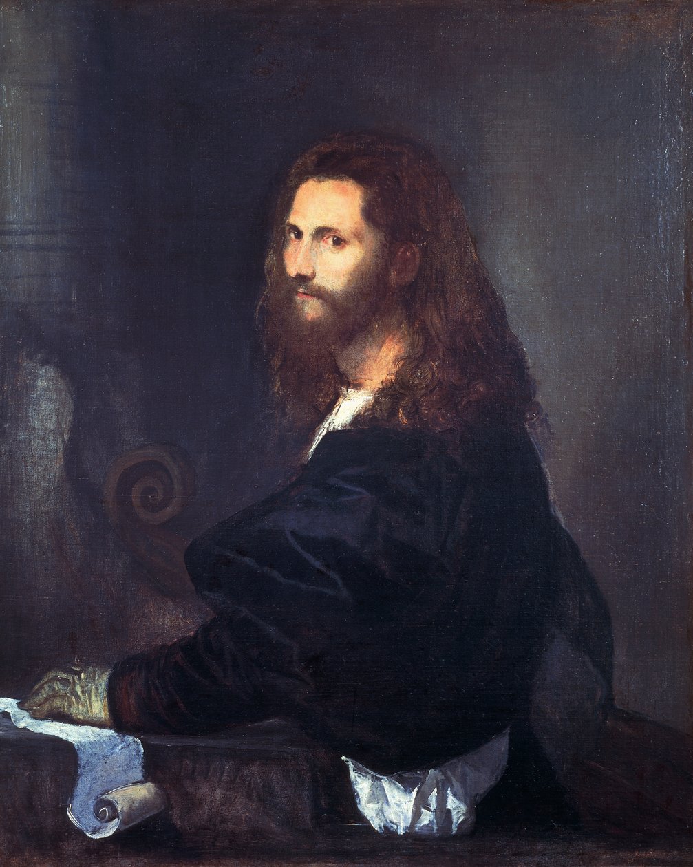 Retrato de um músico, de Tiziano Vecellio (1490-1576), óleo sobre tela, 82x99 cm. de Titian (c.1488 1576)