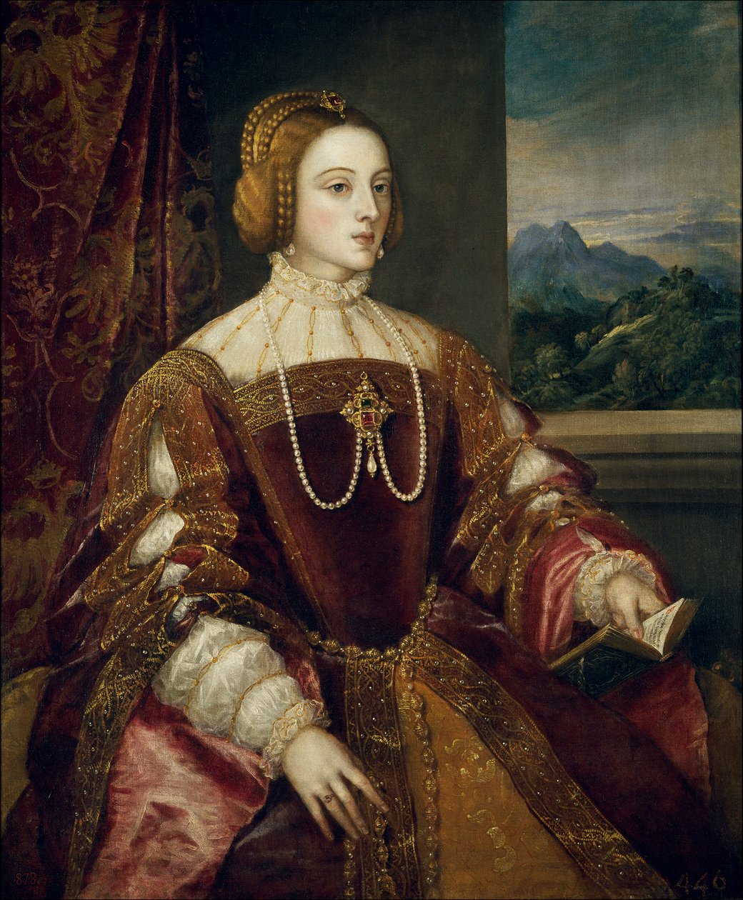 Retrato do Impression Isabella de Portugal (1503-1539) Pintura de Tiziano Vecellio chamada Ticiano (1485-1576) 1548 Sol. 1,17x0,98 m Madrid, Museu do Prado de Tiziano Vecelli