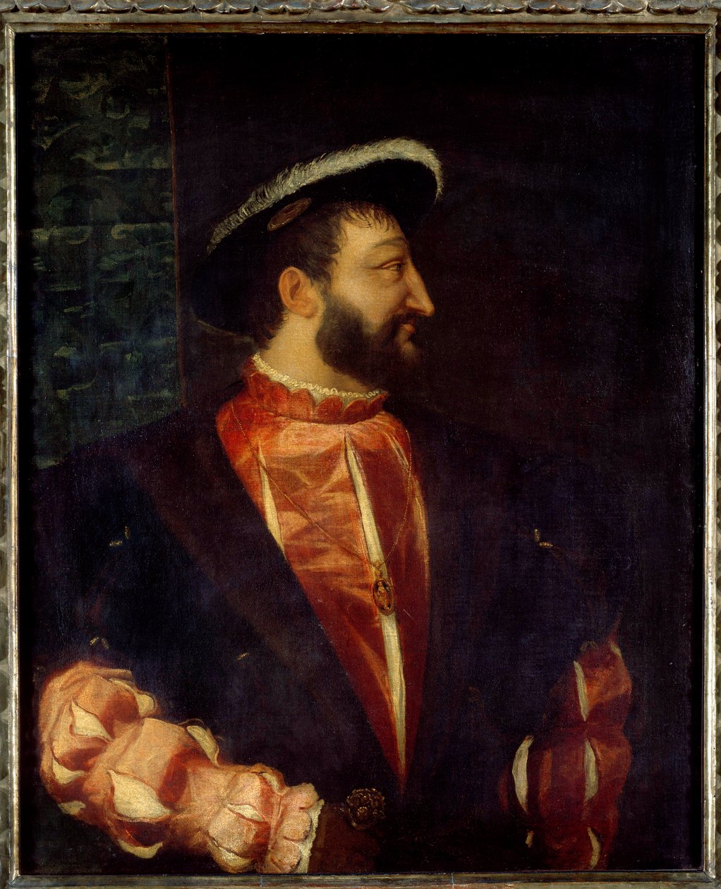 Retrato do Rei de França François I (1494-1547) Pintura de Tiziano Vecellio dit Le Titian (1485-1576) 1538 Sol. 1,09x0,89 m de Tiziano Vecelli