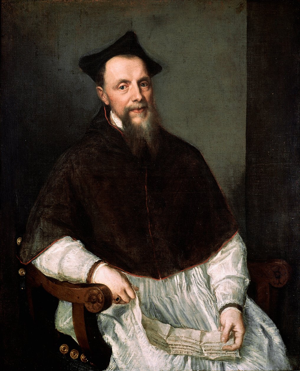 Retrato do prelado Ludovico Beccadelli (participou do Conselho de Trento) Pintura de Tiziano Vecellio chamado Ticiano (ca. 1490-1576) de Titian (c.1488 1576)