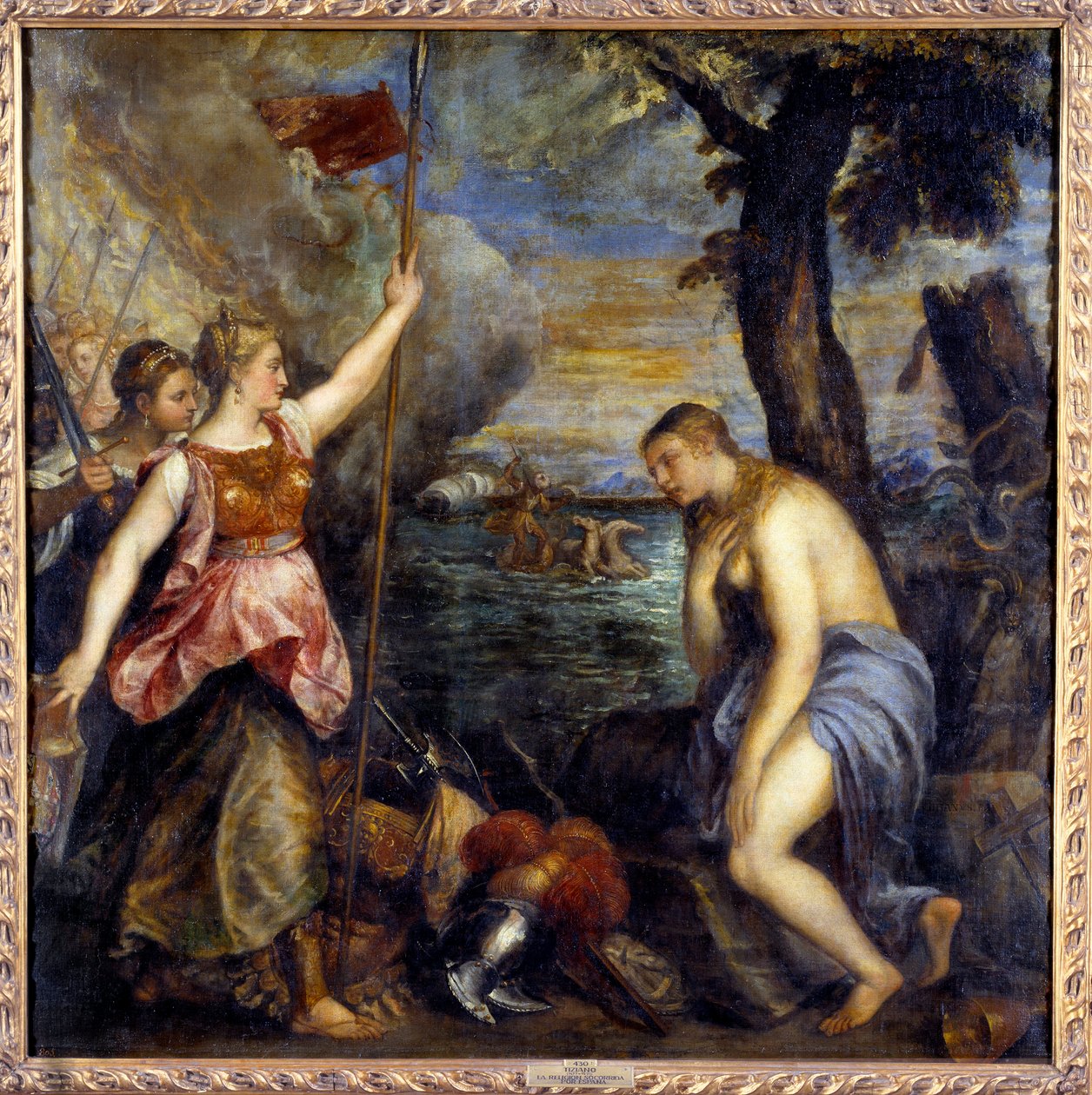 Religião resgatada pela Espanha. Pintura de Tiziano Vecellio chamada O Ticiano (1485-1576) de Tiziano Vecelli