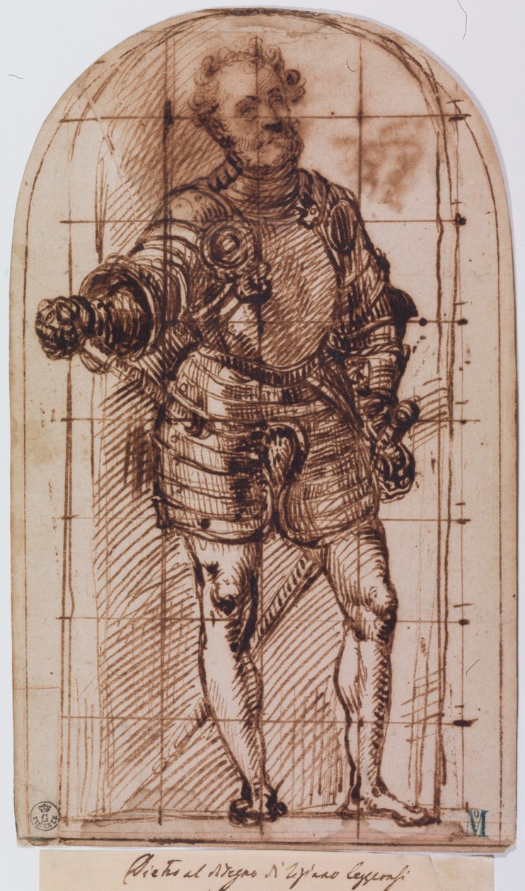 Estudo para um retrato do Duque de Urbino (caneta e tinta sobre papel) de Titian (c.1488 1576)