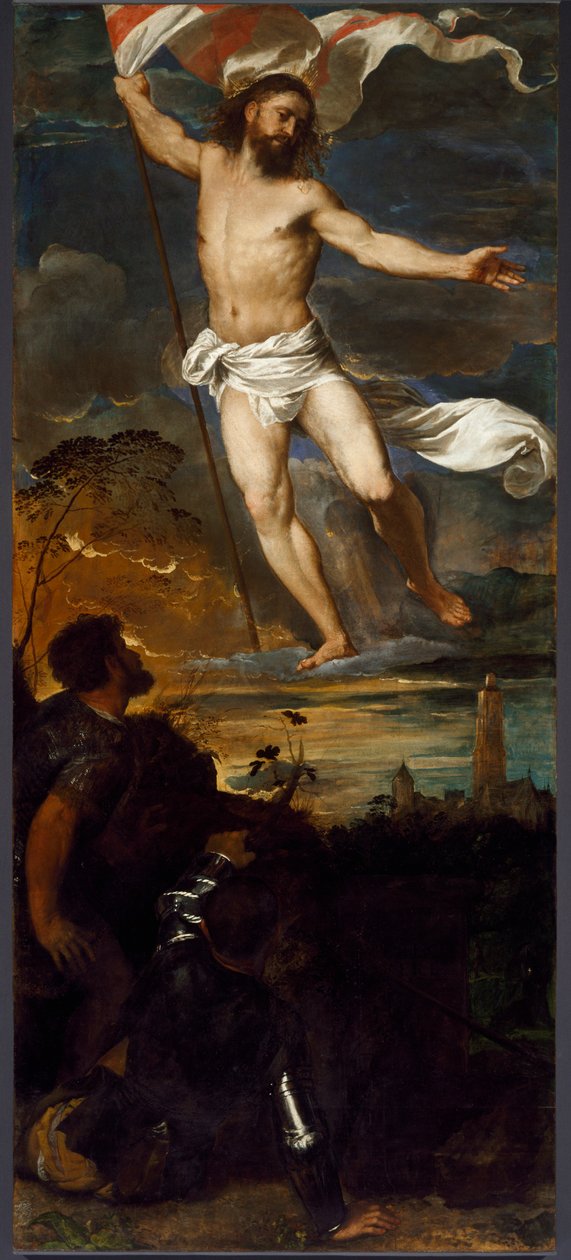 A ressurreição do painel central do políptico Averoldi. Pintura sobre madeira de Tiziano Vecellio chamada Titian (ca. 1490-1576) Século XVI Brescia, Igreja dos Santos Nazzaro e Celso de Tiziano Vecelli
