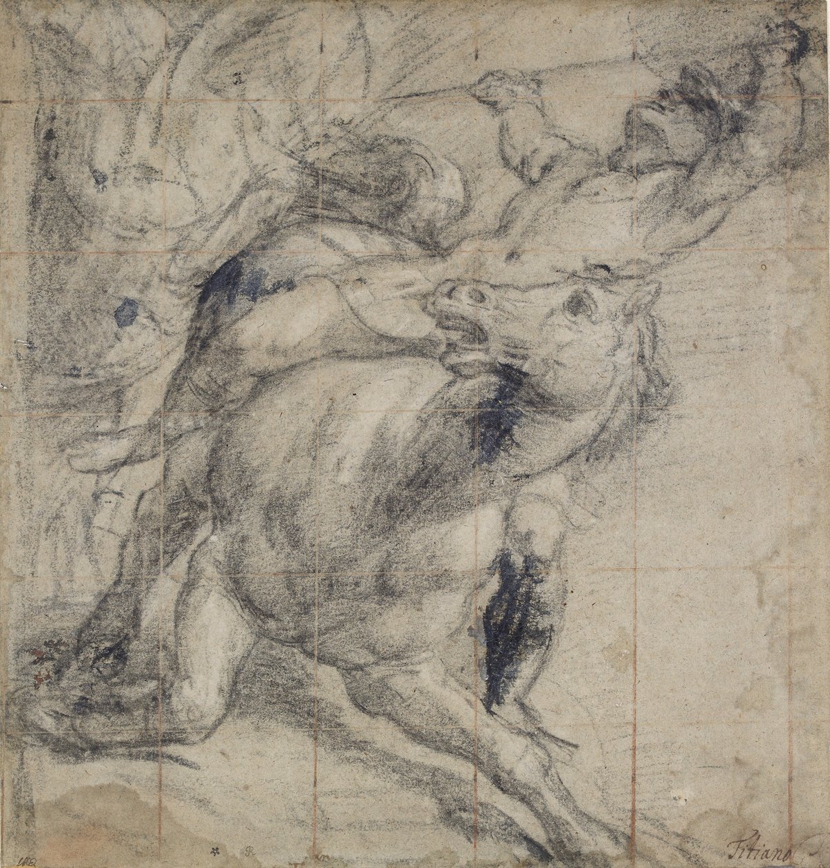 Cavalo e Cavaleiro caindo, c1537 de Titian