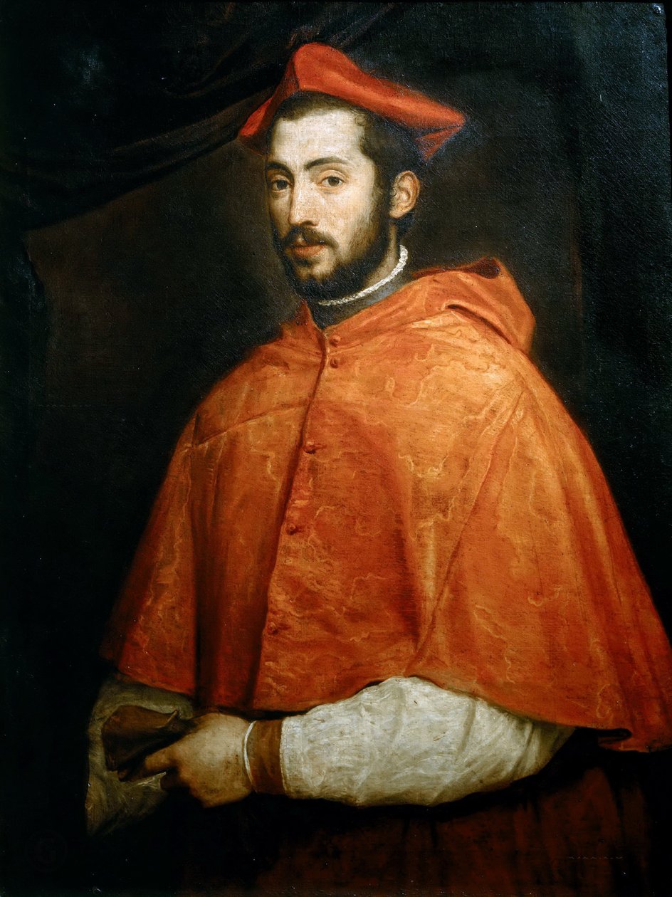 Retrato do Cardeal Alessandro Farnese, 1545-1546. de Titian