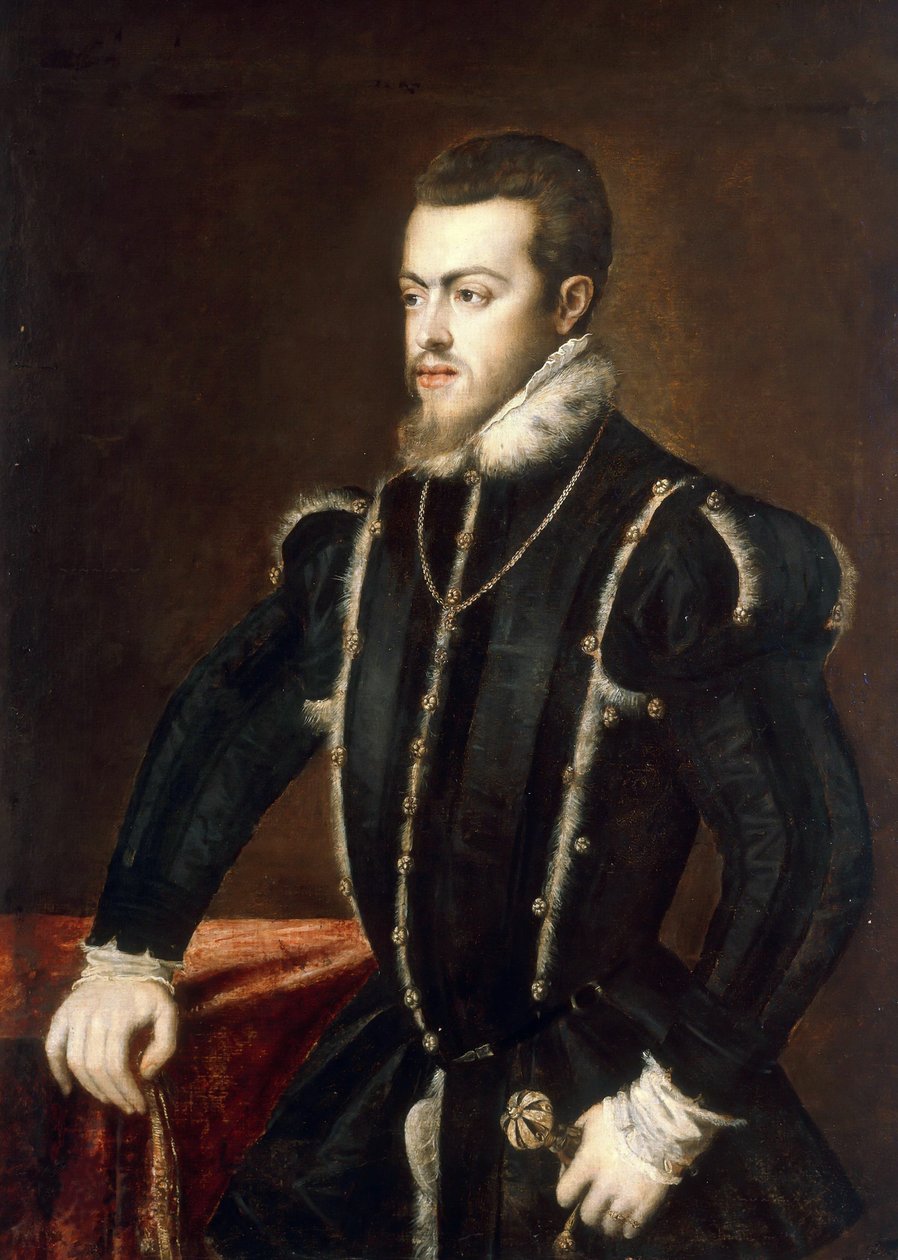 Retrato de Filipe II 1527-1598, Rei de Espanha e Portugal, ca 1553. de Titian