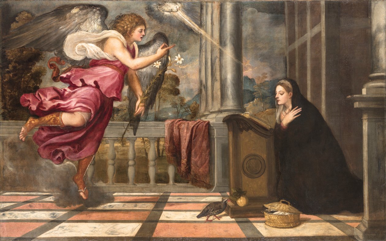 A Anunciação, ca 1538-1539. de Titian