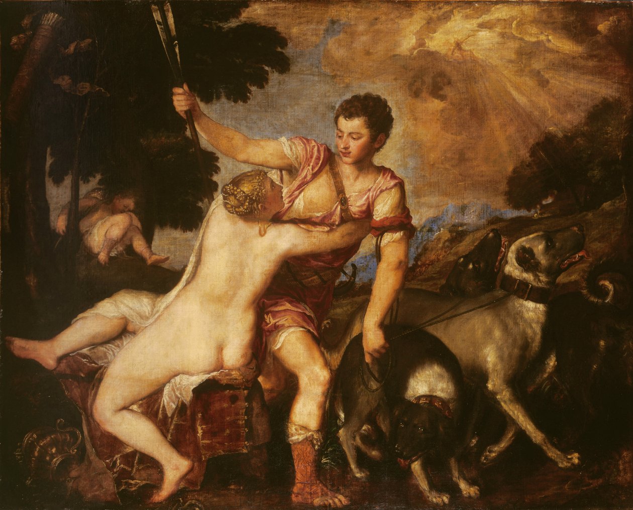 Vênus e Adônis, 1555 de Tiziano Vecelli