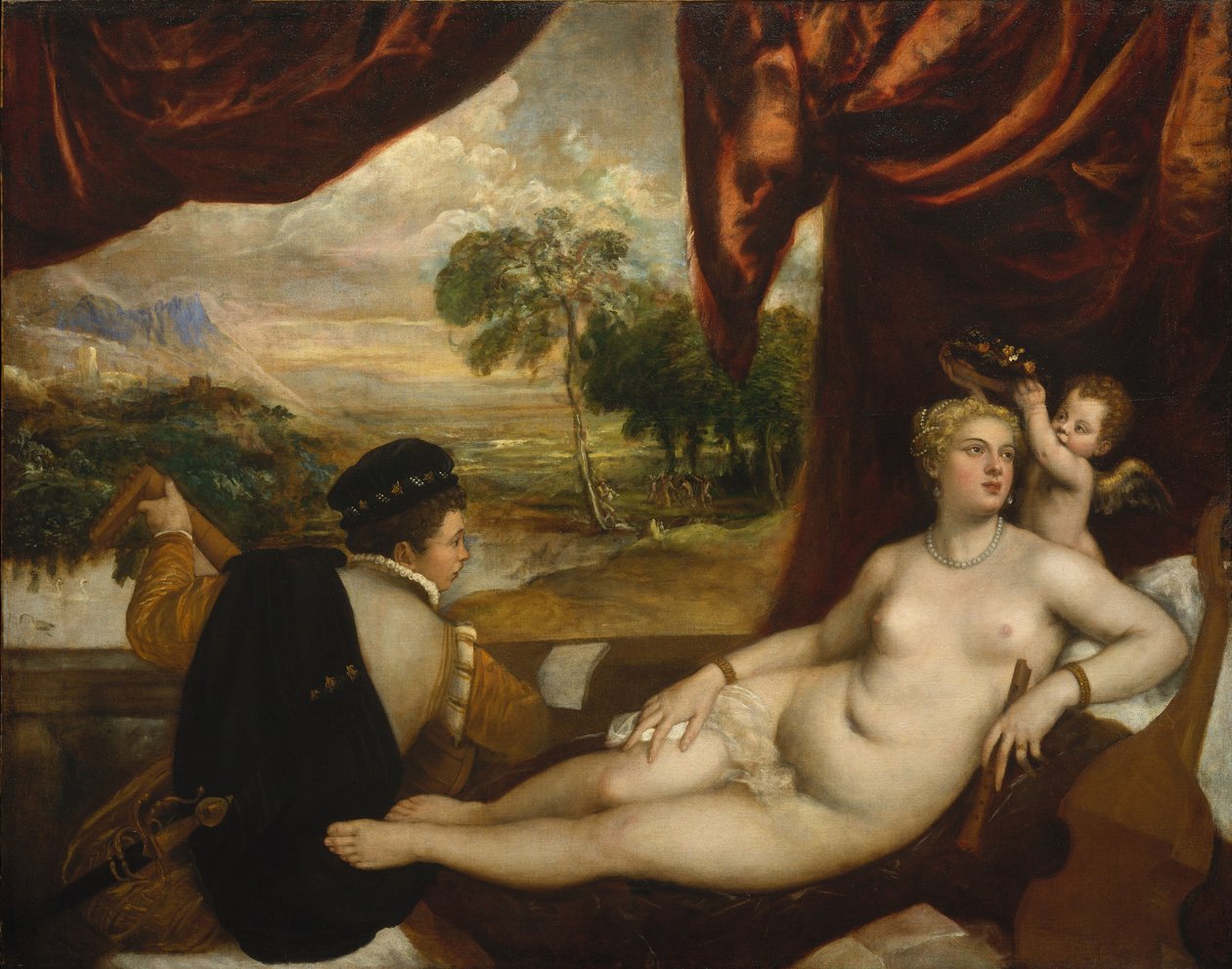 Vênus e o alaúde, c.1565-70 de Tiziano Vecelli