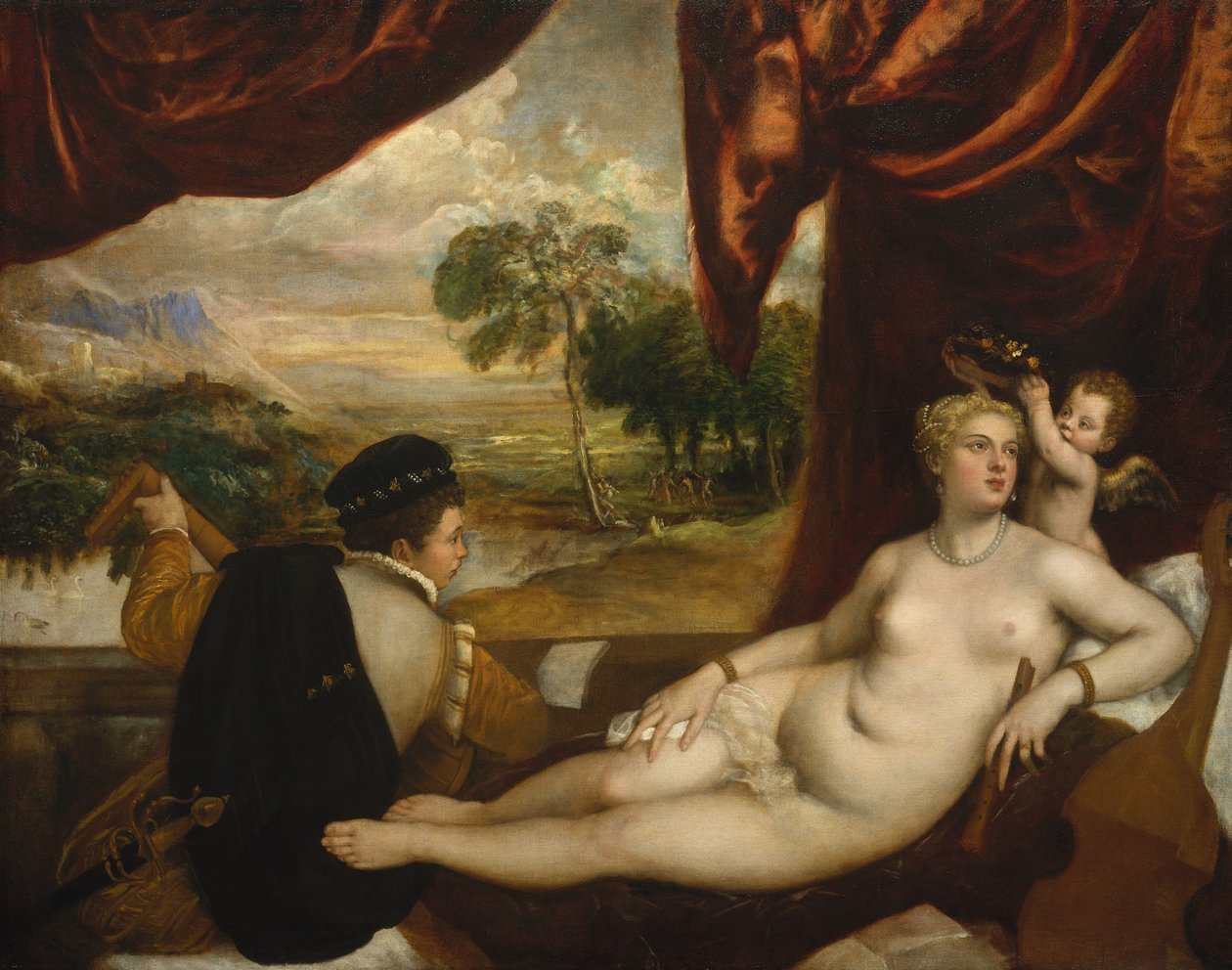 Vênus e o alaúde, ca. 1565-70. de Tiziano Vecelli