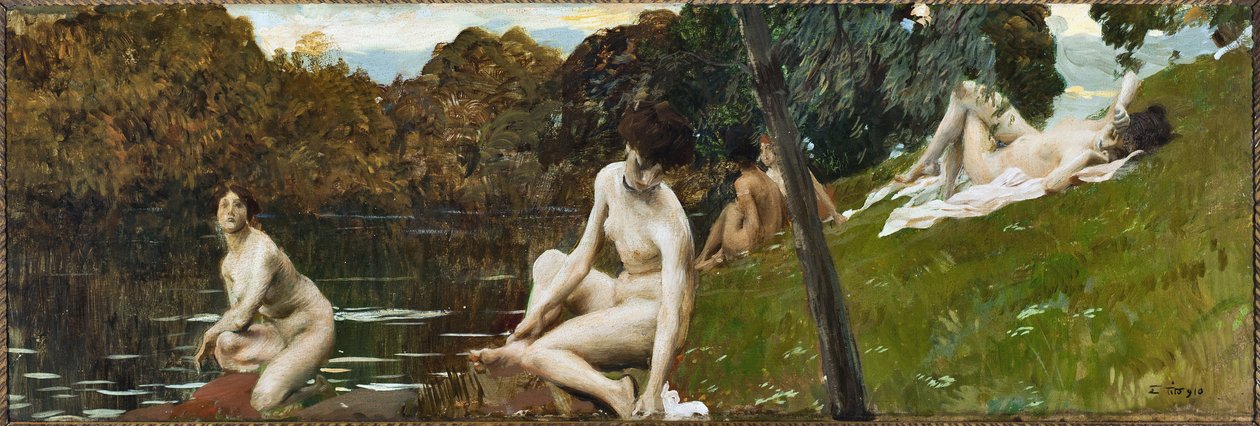 Banhistas (óleo sobre tela de Tito Ettore