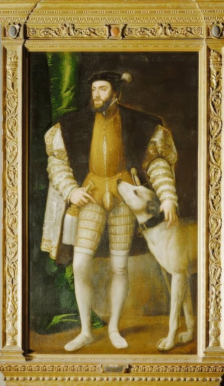 Charles V. com Ulm Dogue Alemão de Tiziano Vecelli