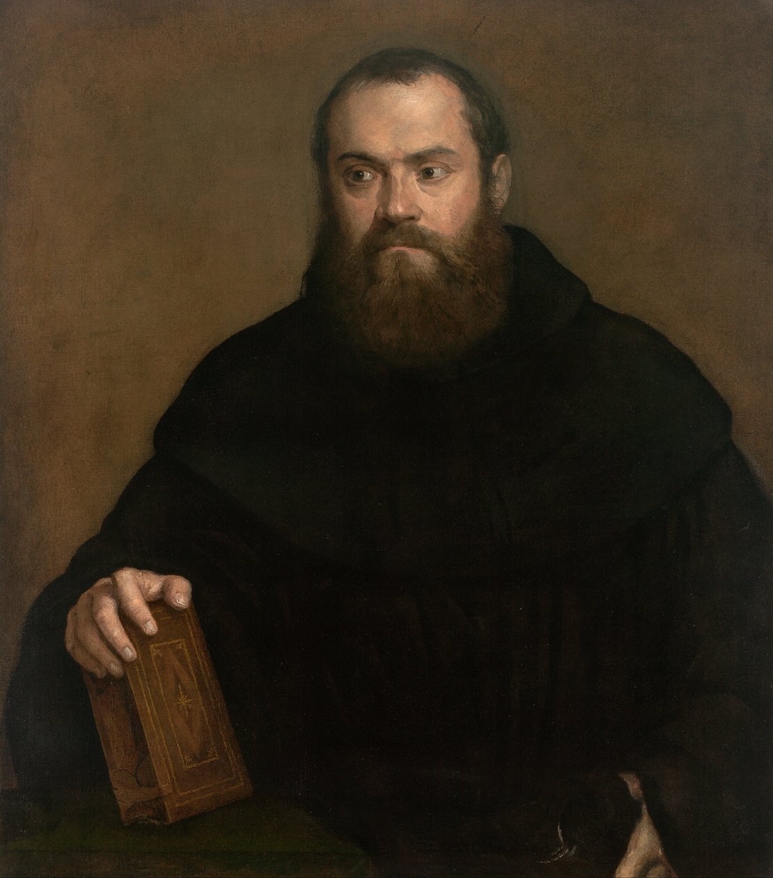 Um monge com um livro de Tiziano Vecelli