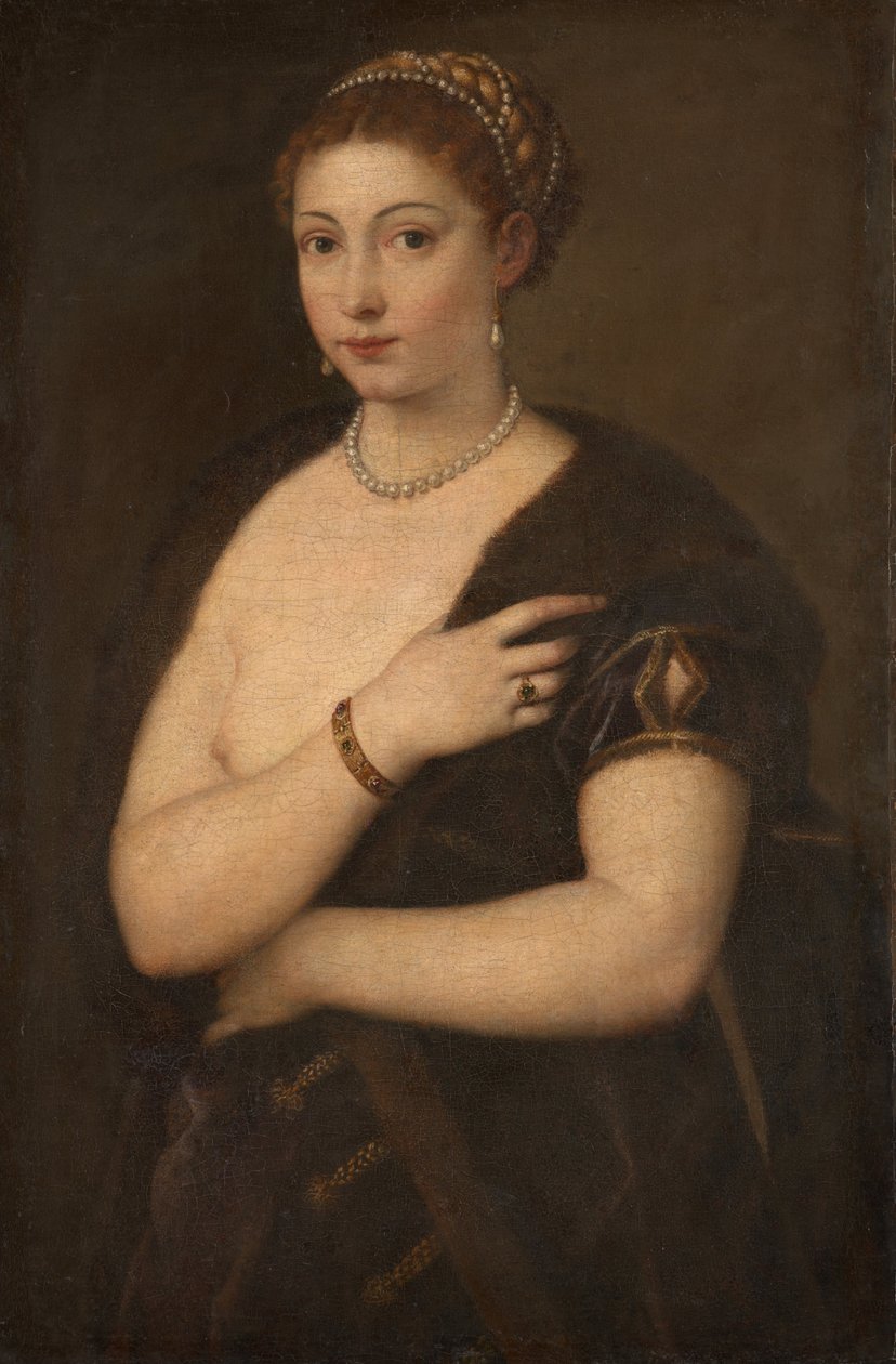 Garota em uma pele de Tiziano Vecelli