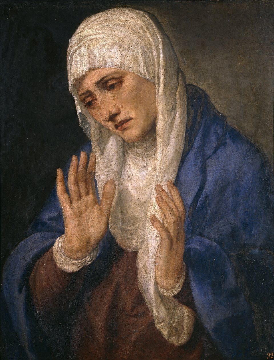 Mater Dolorosa com as mãos abertas de Tiziano Vecelli