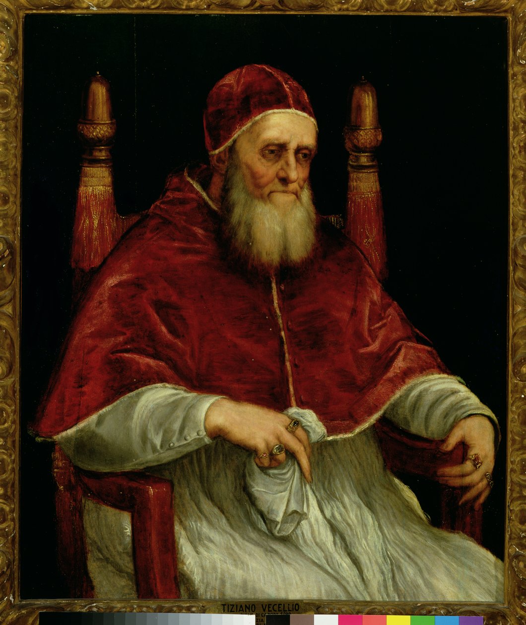 Papa Júlio II (1443-1513) depois de uma pintura de Rafael, c.1545-46 de Tiziano Vecelli