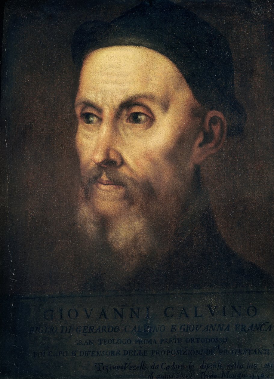 Retrato de João Calvino (1509-64) de Tiziano Vecelli