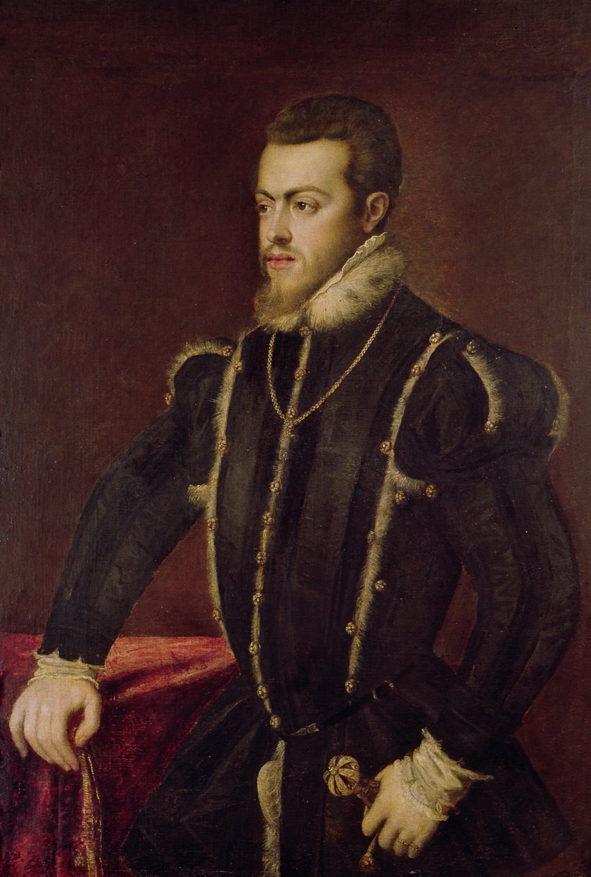Retrato de Filipe II (1527-98) da Espanha de Tiziano Vecelli
