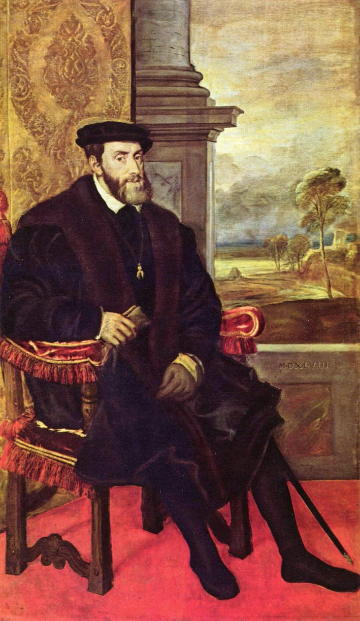 Retrato de Charles V na poltrona de Tiziano Vecelli
