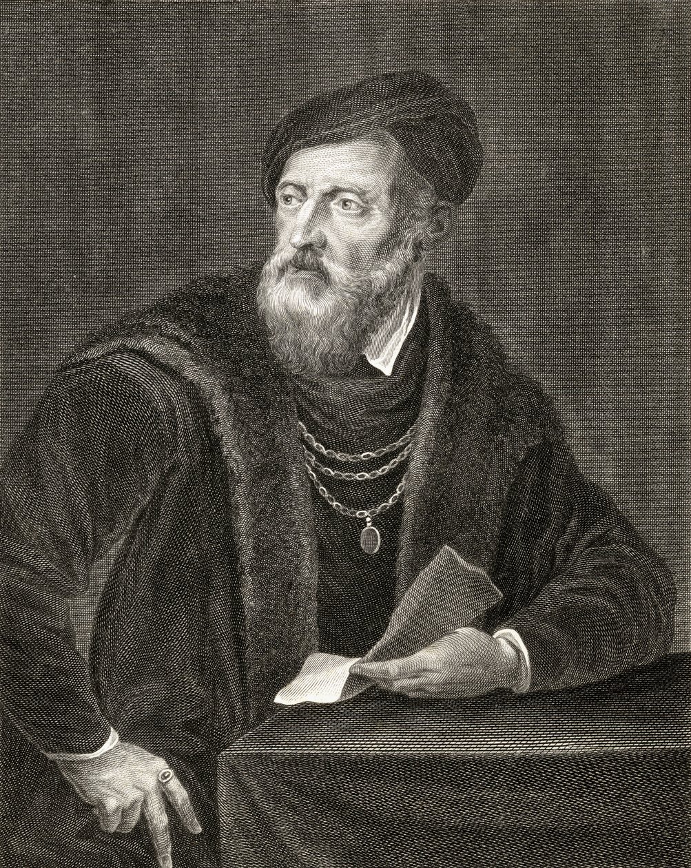 Auto-retrato, gravado por Antoine Louis Romanet (1742-c.1810) de Tiziano Vecelli