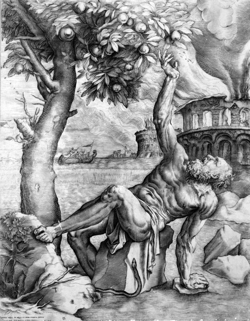 Tântalo, gravado por Giulio Sanuto, c.1550s de Tiziano Vecelli