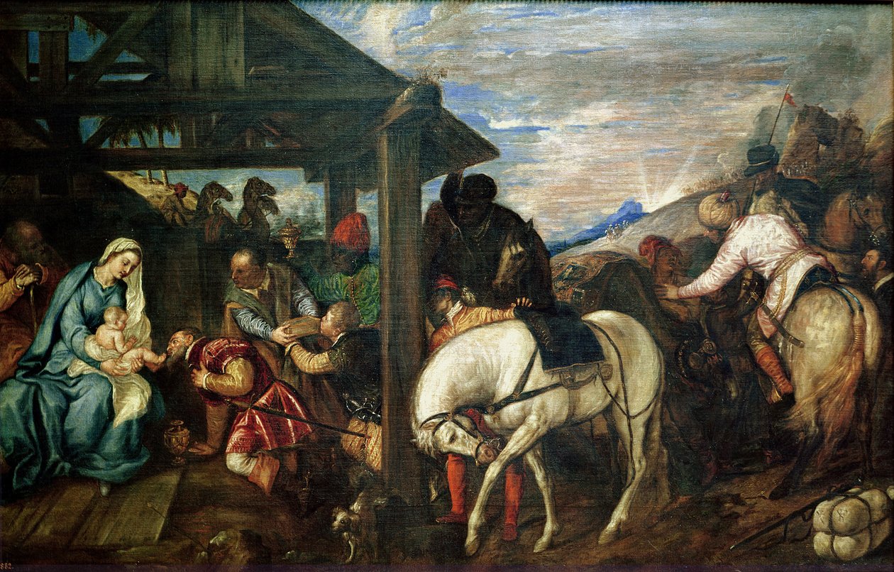A Adoração dos Magos, c.1561 de Tiziano Vecelli