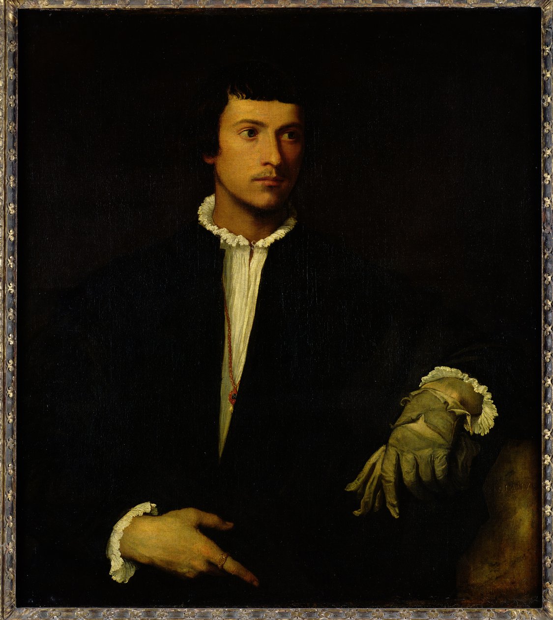 O homem com uma luva, c.1520 de Tiziano Vecelli