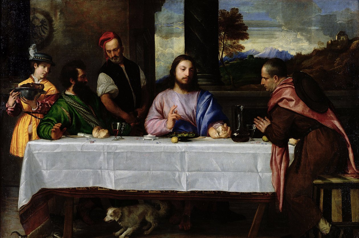 A Ceia em Emaús, c.1535 de Tiziano Vecelli